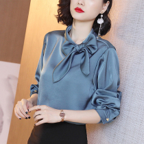 Chiffon shirt Womens 2021 Autumn New Korean version of loose bow collar shirt fashion thin foreign style long sleeve shirt