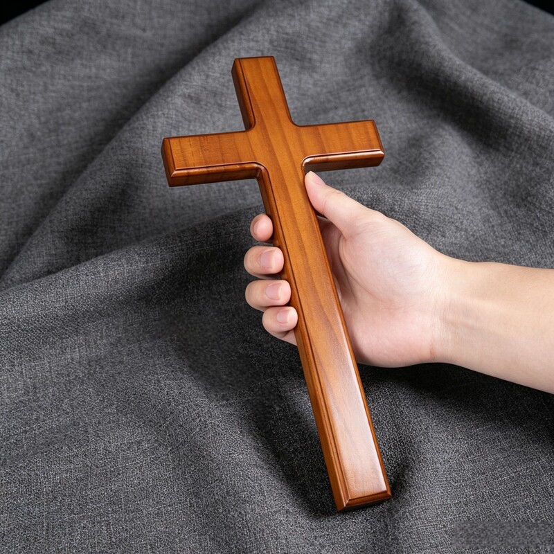 Solid Wood Wall-Mounted Cross Ornament for Home Wall Decoration, Solid Color Simple Wooden Hanging Decoration, Available in Multiple Sizes
