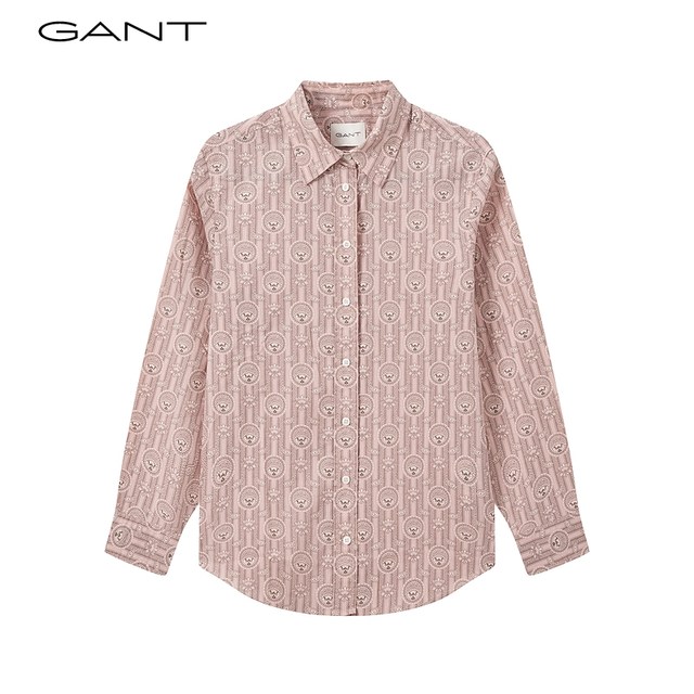 GANT Gant 2023 ດູໃບໄມ້ລົ່ນແລະລະດູຫນາວແບບໃຫມ່ຂອງແມ່ຍິງ chic ພິມເສື້ອແຂນຍາວ 4300257