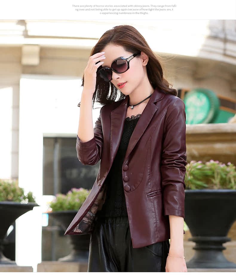Áo khoác da Xin Xiang Xue ngắn nữ Slim slim thời trang áo ngực đơn áo khoác da PU da 2017 mùa thu áo khoác thủy triều áo da dê