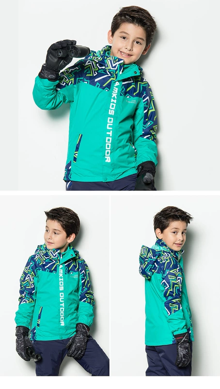 Camkids 垦 áo khoác trẻ em mùa đông cho bé trai áo ba lỗ ngoài trời hai mảnh mùa đông và áo khoác mùa đông bộ quần áo thể thao trẻ em