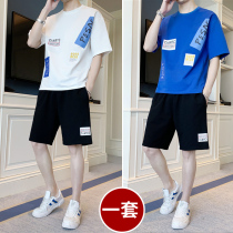 Short-sleeved mens fashion brand trend summer mens t-shirt suit summer 2021 new spring and autumn sports with handsome trend