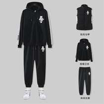 Hooded sweater mens autumn and winter sports suit mens new three-piece mens with handsome plus velvet thickened clothes