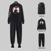 Sweat suit mens autumn and winter New Korean version of the trend handsome sports three-piece Mens winter plus velvet thickened 2020