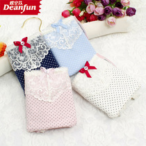 Butterfly Anfen Briefs Feminine Cotton sexy lace Hip Breathable Mid-Waist Flat Angle Minimalist Printed Pants Head Elastic