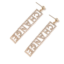 Earrings 2020 new trendy long temperament female niche design sense Korean temperament net red thin letter earrings