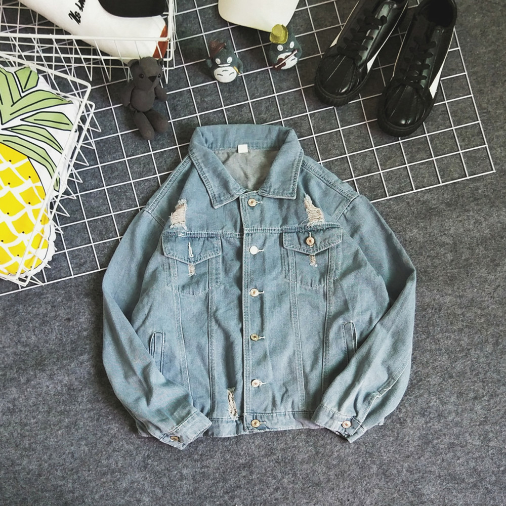 Ripped denim jacket men's spring and autumn Korean style trend 2018 new autumn clothes handsome clothes casual men's jacket