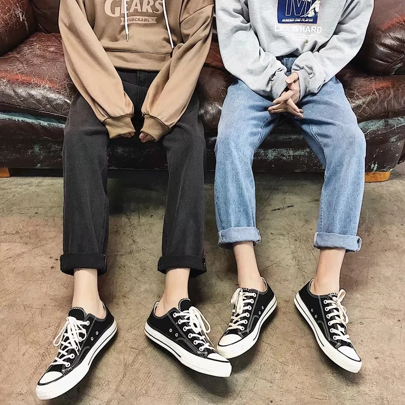 ins loose straight barrel jeans male and female port wind retro washed with 9 points casual pants Chauffo couple Chauffaes pants spring and summer