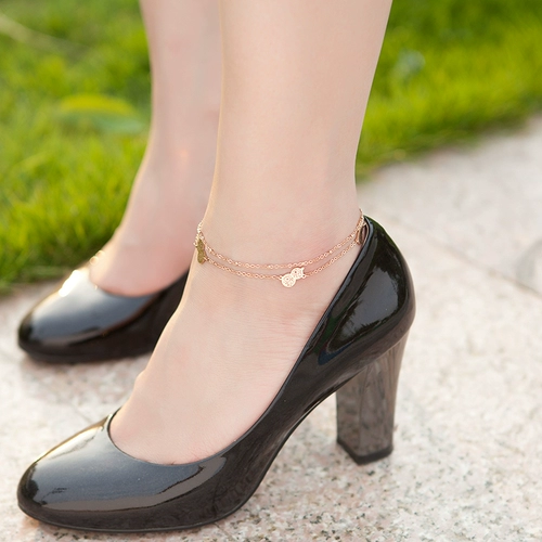 Милый модный золотой браслет на ногу из нержавеющей стали, простой и элегантный дизайн, японские и корейские, 18 карат, розовое золото