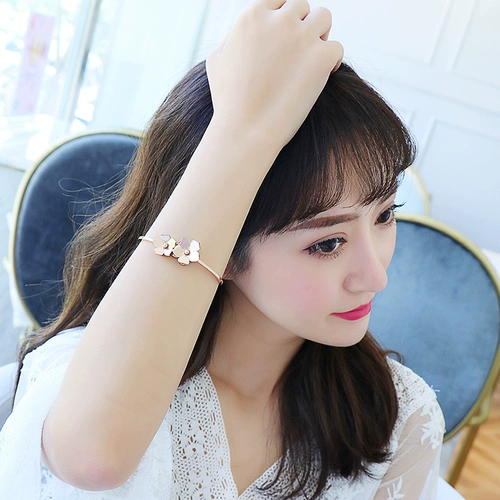 Корейский свежий браслет на солнечной энергии, золотой аксессуар из нержавеющей стали, 18 карат, розовое золото