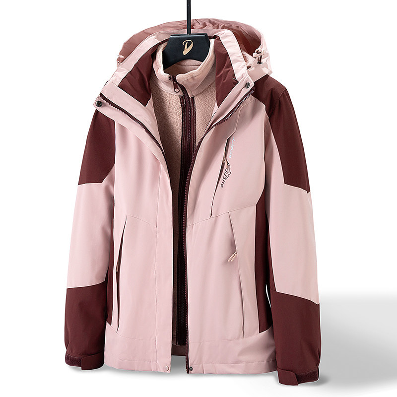 Stormtrooper women winter plus velvet thickened three-in-one detachable windproof size 200 pounds spring and autumn coat men