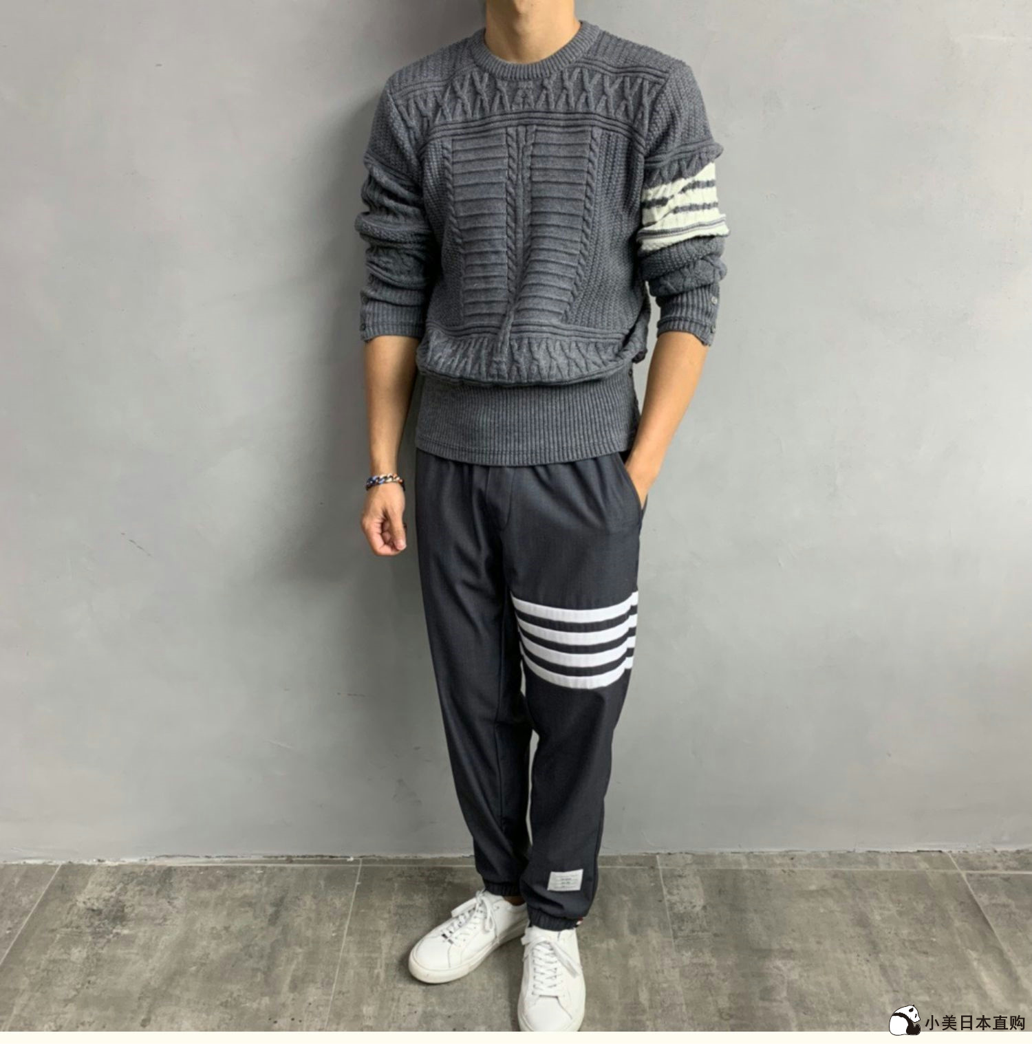 Small American Day Thom Browne Spring New TB coarse knife knife sweater four - track sweater