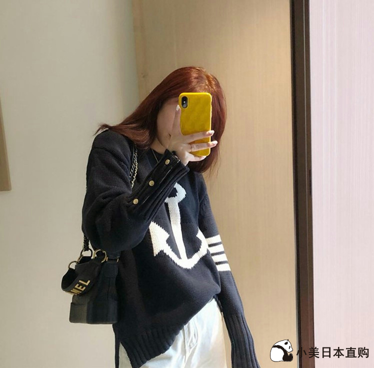 Small beauty day Thom Browne spring new TB boat anchor jacquard goat sweater 4-bar male and female cozy sweaters