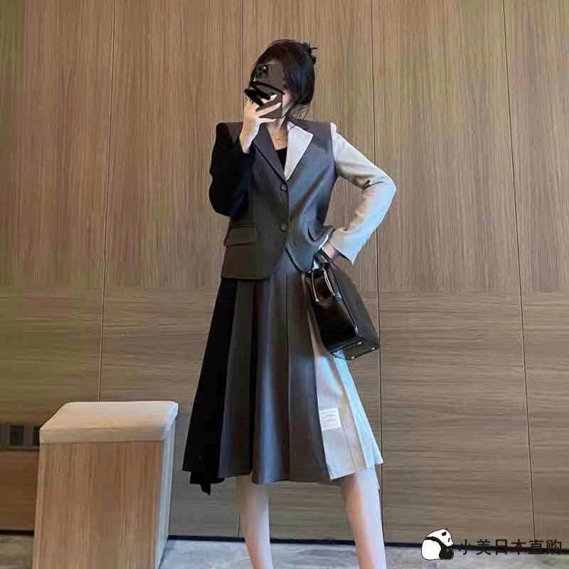 Small Beauty Day Thom Browne Spring new TB splicing thyme skirt Sister Wind Half Body Dress Suit Women