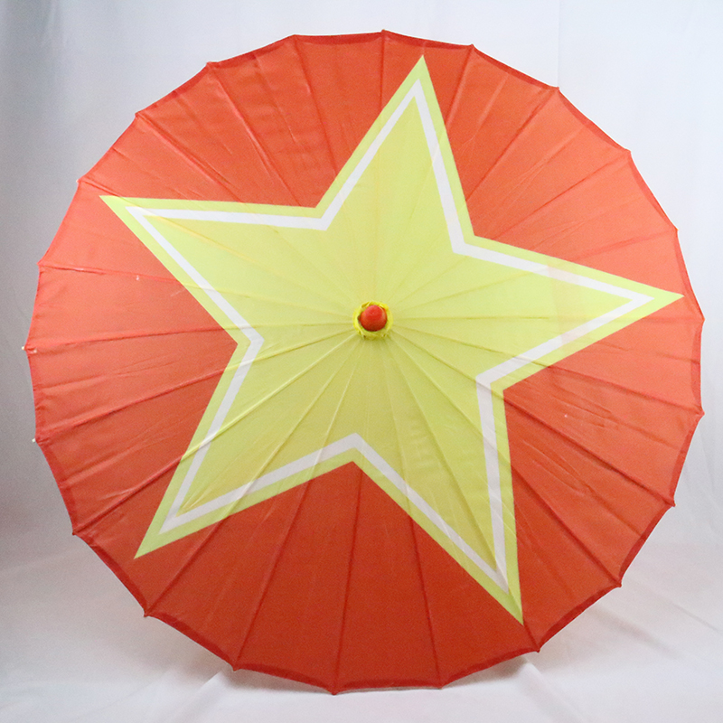 Adult performance umbrella children's pentagram red star sparkling song Games dance umbrella red song props silk umbrella