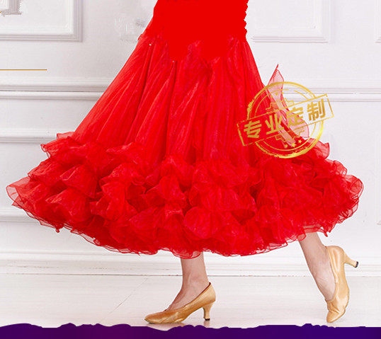 High Gear Hot Sell Morden Dance Dress Social Dance Square Dance National Mark Dance New Half Body Dress Big Swing Practice Long Dress Sashimi