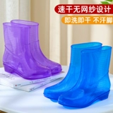 Плюшевая женская обувь для воды, водонепроницаемая, нескользящая, износостойкая, кухонные теплые дождевые сапоги, модные резиновые сапоги на мягкой подошве, резиновая обувь для взрослых.