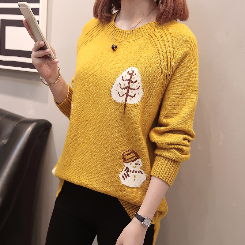 Large-yard women's clothing Fashion New Sweater Fat MM Gas Age Reduction Han Edition Relax and thin knitting blouse