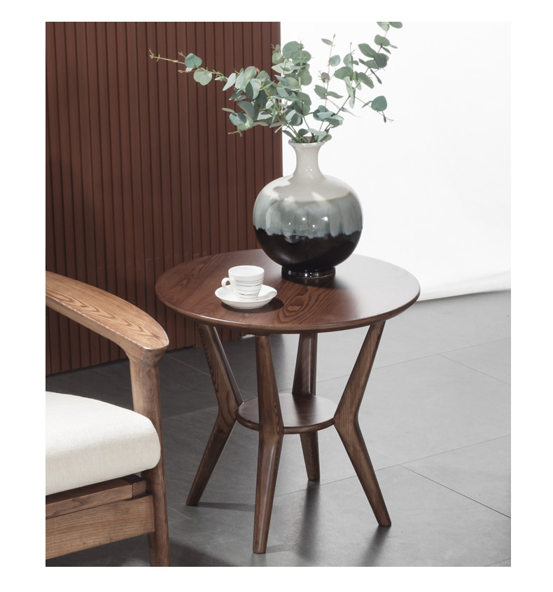 Bạn bè của biển đồ nội thất phòng khách Bắc Âu tất cả gỗ rắn góc tro trắng mới Trung Quốc sofa vuông tròn bên - Bàn trà bàn trà sofa