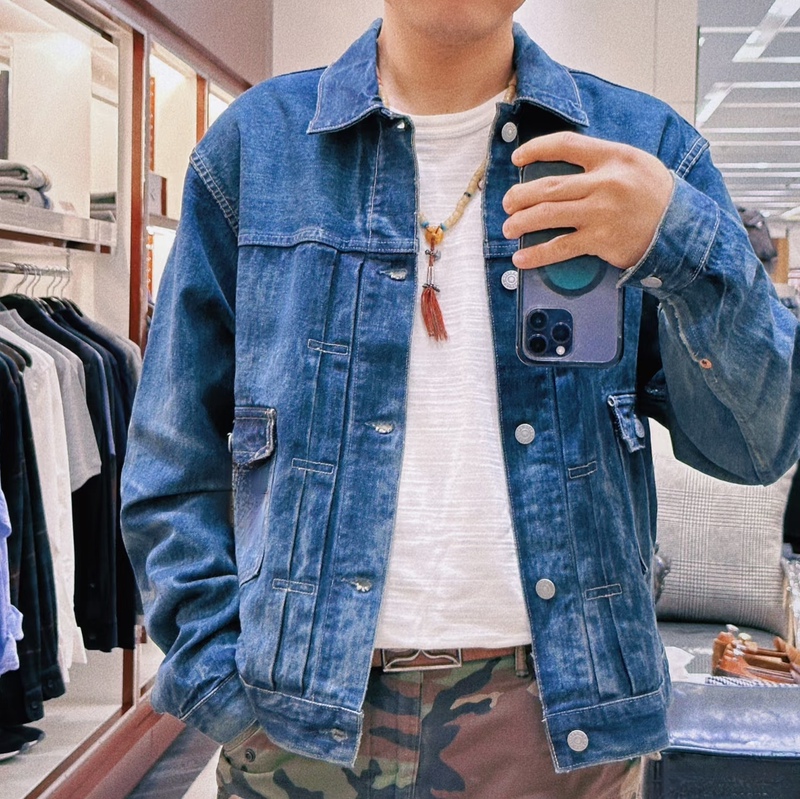 Blue Trucker Denim Jacket Western Classic Retro Work Jacket