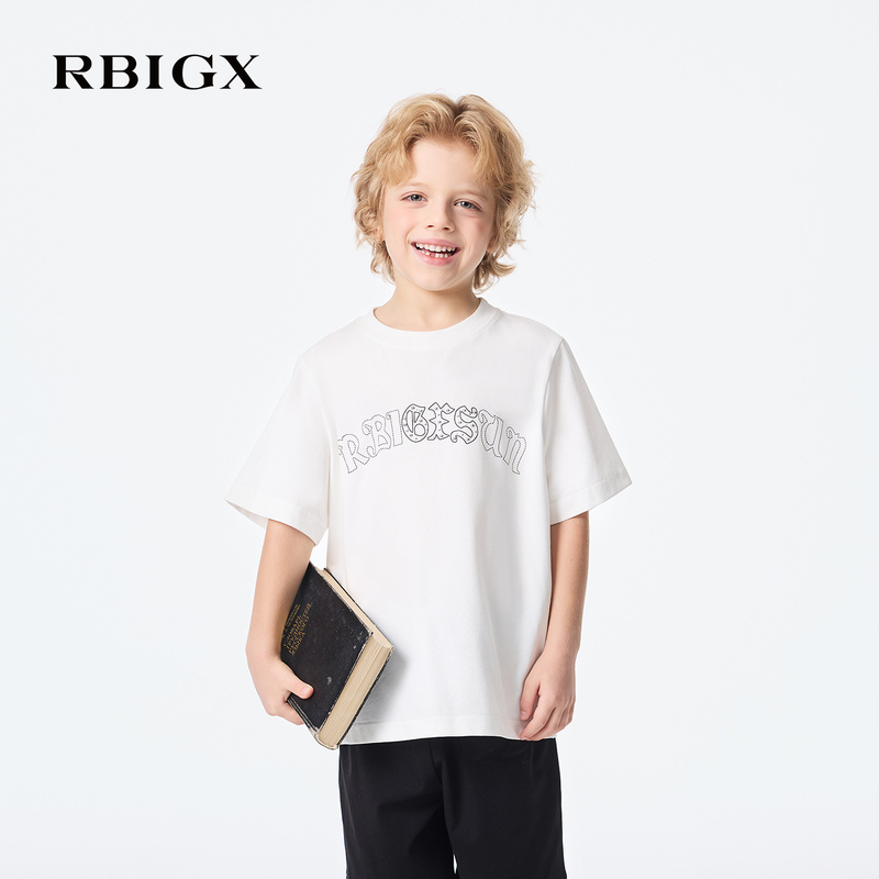 [Cool and Antibacterial] Rbigx Children's Clothing Summer American-Style Printed Boys' Short-Sleeved T-Shirt 2026 New Style