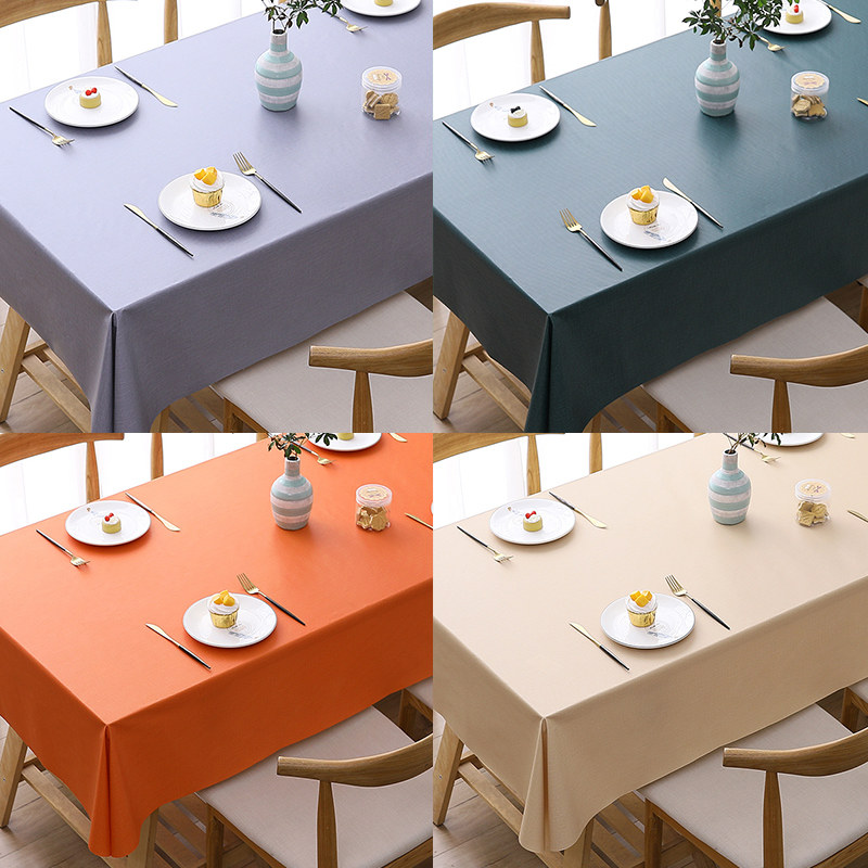 Solid color tablecloth waterproof, oil-proof, anti-scalding, disposable Nordic net red fabric coffee table, desk tablecloth, PVC rectangle
