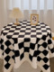 Checkerboard checkered round tablecloth ins Nordic style light luxury high-end dining table cloth table mat students desk cloth