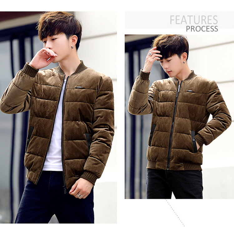 Cotton nam mùa đông nhung vàng áo khoác thanh niên Hàn Quốc giản dị xuống áo khoác bông đệm áo khoác bóng chày thủy triều áo khoác bò nam