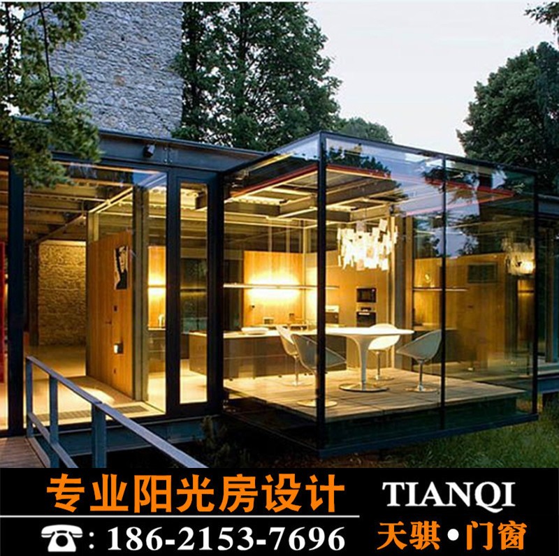 Glass sun room sealed terrace steel structure curtain wall villa garden Hangzhou broken bridge aluminum doors and windows Suzhou homestay design