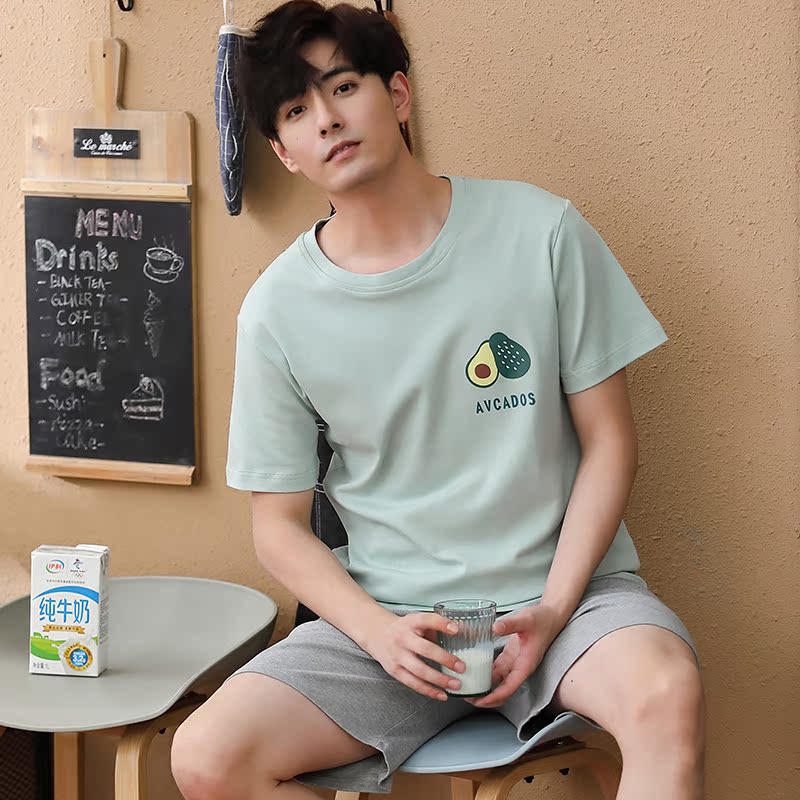 Bộ đồ ngủ Mens Summer bông Shorts Home Mang Thin Summer Casual Kích Loose có thể mặc một bộ đồ.