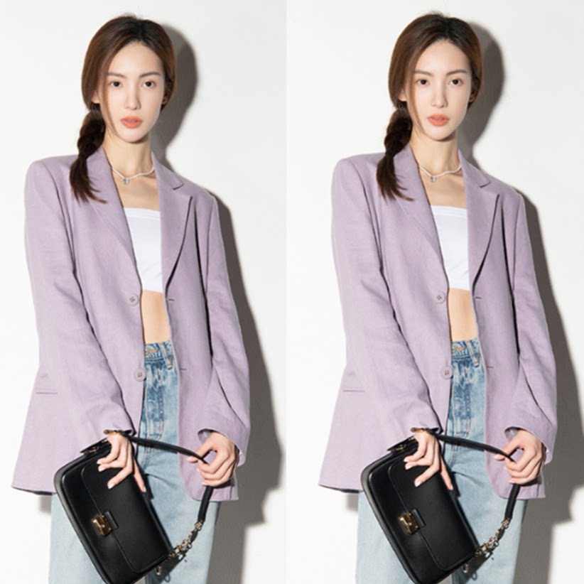 Jinchen's same style lavender small suit jacket women's 2021 autumn new fried street high-end temperament suit jacket