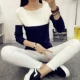 Mùa xuân mới của phụ nữ phiên bản Hàn Quốc của áo len dài tay ngắn đoạn cổ áo thun áo len nữ áo sơ mi - Áo len thoi trang cong so