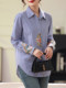 New Chinese-Style National Style Striped Shirt for Women 2024 Spring and Autumn New Fashion Casual Loose Versatile Long-Sleeve Top