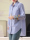 New Chinese-Style National Style Striped Shirt for Women 2024 Spring and Autumn New Fashion Casual Loose Versatile Long-Sleeve Top