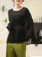 Black High-End Silk Blouse, Sheer Top for Women, 2024 Summer New Style, Lightweight Mulberry Silk Sun Protection Shirt