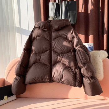 Hooded Cloud-Like Graphene down Jacket for Women, 2024 Winter New High-End Brand Short Duck down Coat