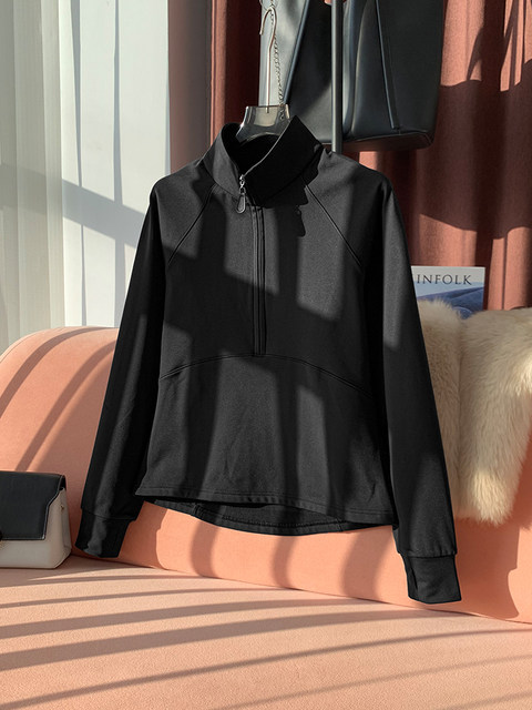 Stand Collar German Velvet Half-Zip Sweatshirt Jacket for Women, 2024 Winter New Style, Fleece-Lined, Thickened, Warm, Slim-Fit, Slimming Top