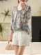 Lyocell Tencel Slightly See-Through Printed Sun Protection Shirt for Women 2024 Summer New Long-Sleeved Cut Out Design Thin Shirt