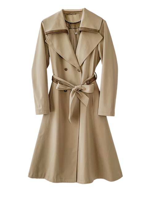 Korean-Style High-End Fashion Long Trench Coat for Women 2024 Spring and Autumn New Model with Belt, Elegant and High-End Commuter Coat