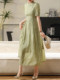 New Chinese-Style National Style Green Jacquard Dress for Women, 2024 Summer New Fashion Improved Ultra-Elegant Waist-Cinching Dress