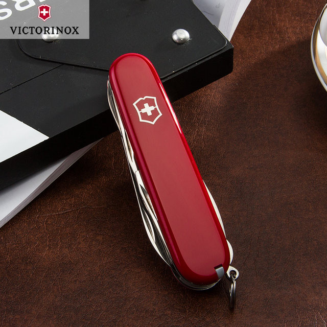 Victorinox Swiss Army Knife 91MM Red Big Tinker 1.4703 Outdoor Multifunctional Folding Knife Swiss Knife