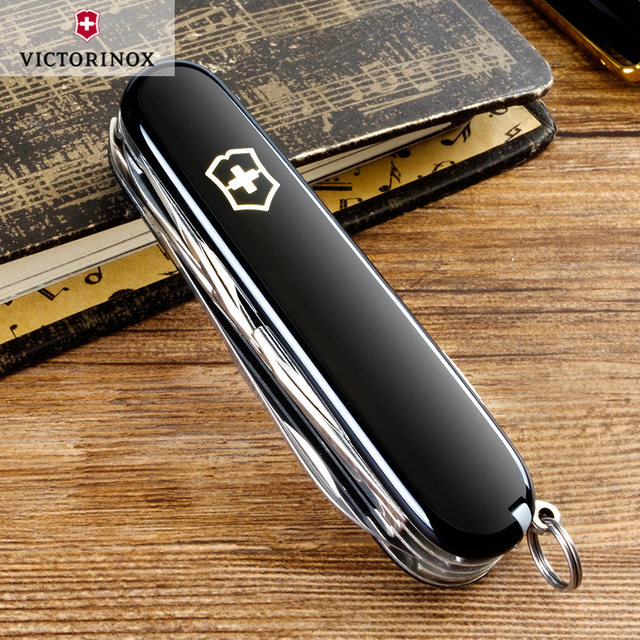 victorinox Swiss Army Knife 91MM Black Hunter 1.3713.3 Multifunctional Folding Knife Sergeant's Knife