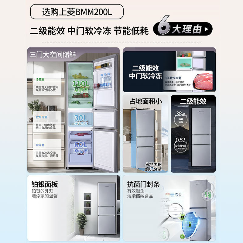 上菱BMM200L冰箱图片