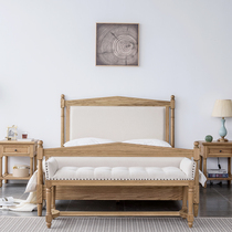 European original single American country French export Oak soft bag single double bed European Queen triangle solid wood wedding bed