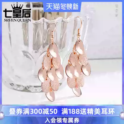 2020 New Tide exaggerated personality retro French high-grade earrings female temperament Korean long version of ear jewelry Net Red