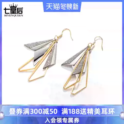 Simple geometric earrings female long version Korean temperament advanced sense French Net red ear jewelry 2020 New Tide ear needle