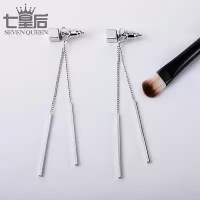 Simple Joker personality tassel face thin earrings female Korean temperament long version pendant earrings face suitable for Tide