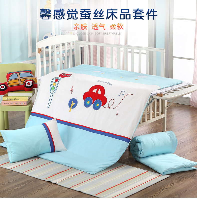 Mẫu giáo lụa quilt ba mảnh mùa xuân và mùa hè bông lõi trẻ em nap bé cot sản phẩm được 褥 sáu miếng