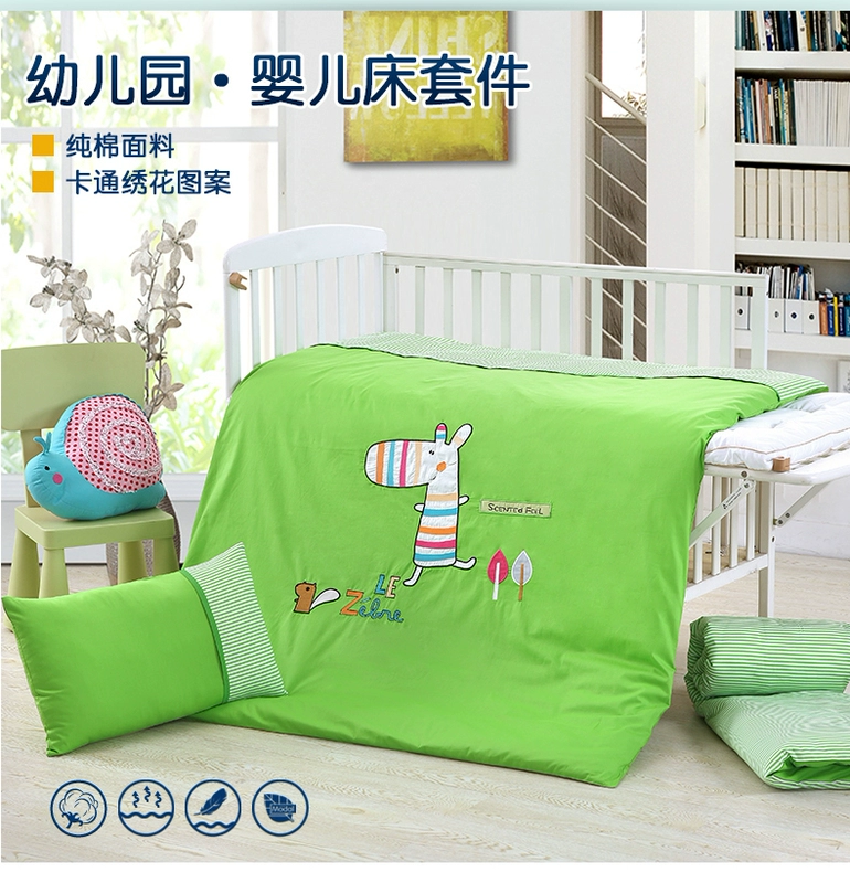 Mẫu giáo quilt ba mảnh thiết lập với bộ đồ giường lõi bé quilt cover cotton trẻ em nap bởi các bé sáu mảnh bộ đồ giường