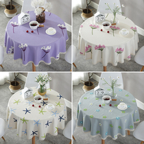 Small round table tablecloth ins cotton linen fabric embroidery table mat living room large round tablecloth household rectangular cover